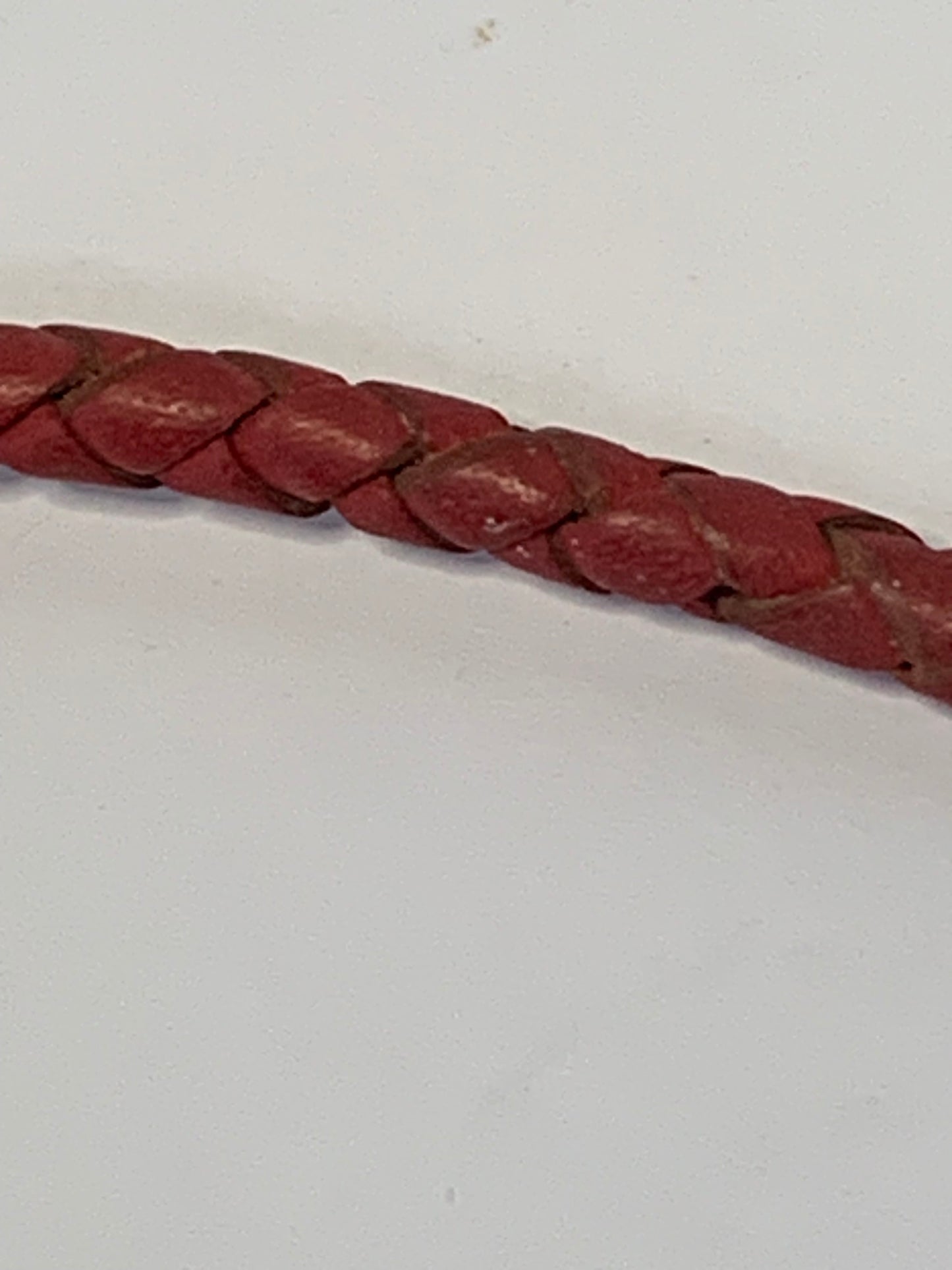 Braided Red Leather and Pearl Station Necklace