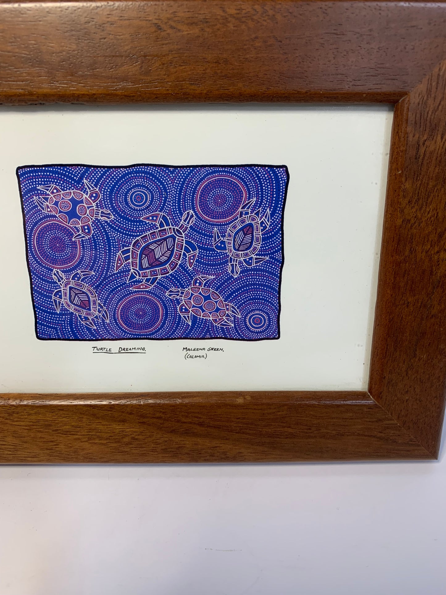 Original Aboriginal dot painting titled “Turtle Dreaming” by Maleena Skeen (Calamia)