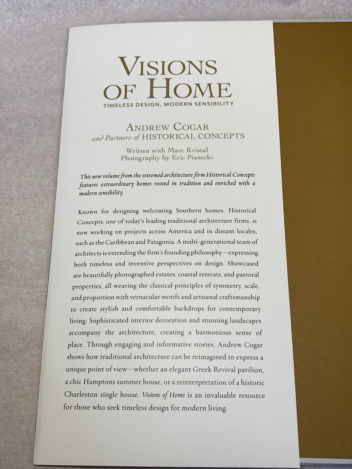 Visions of Home: Timeless Design, Modern Sensibility — Andrew Cogar / Historical Concepts (Rizzoli, 2021)