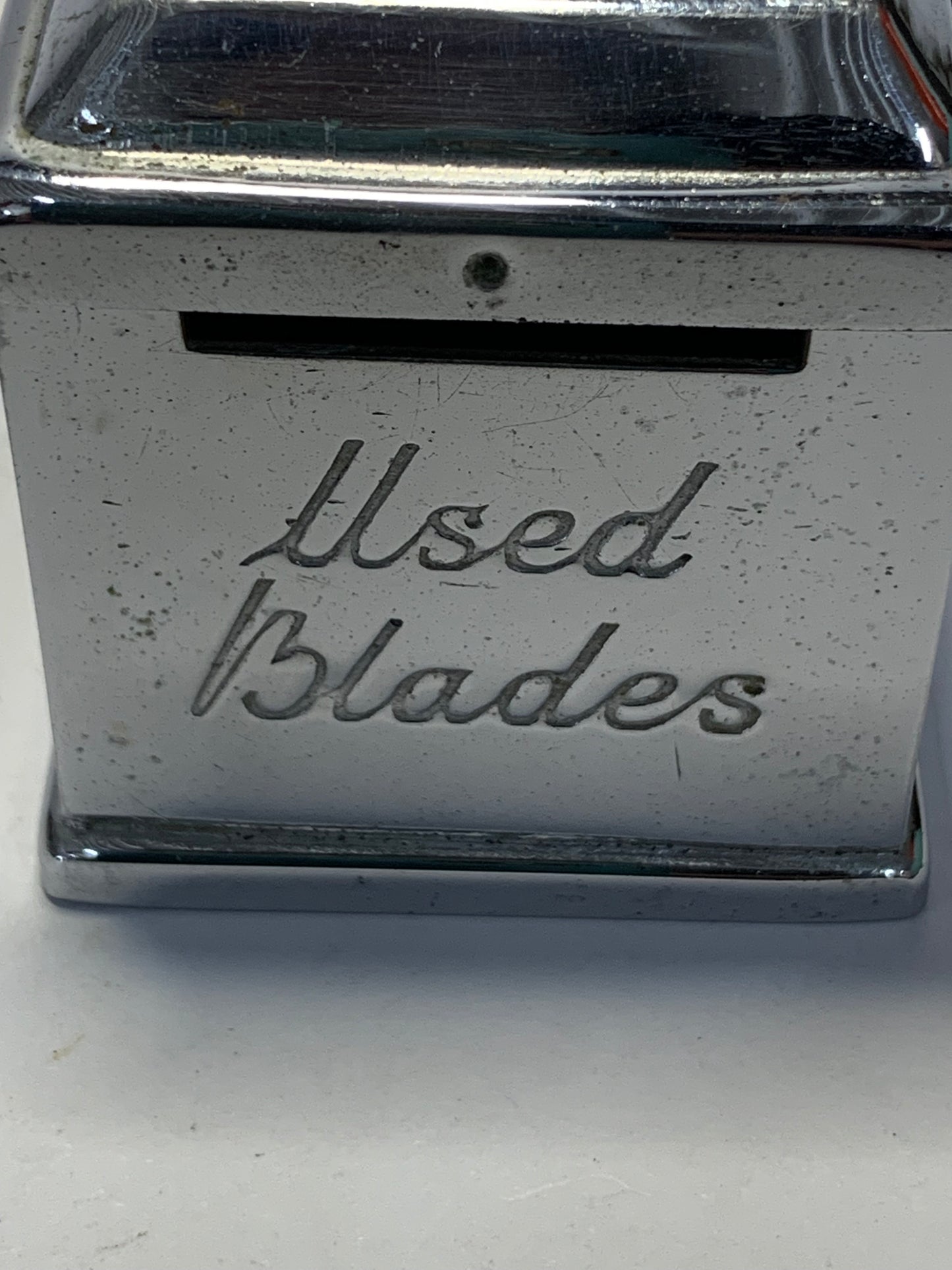 Vintage Chrome Used Razor Blade Disposal Container- wall mounted - Made in England