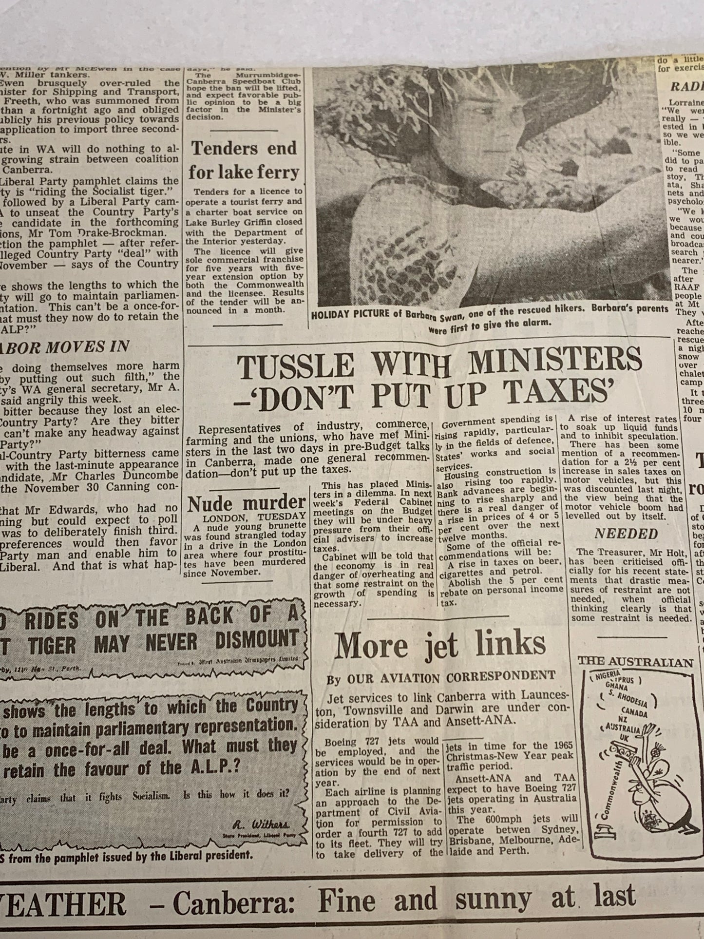 The Australian — Number One, Wednesday July 15, 1964. This is the very first edition of The Australian, founded by Rupert Murdoch as Australia’s first national daily newspaper (only the third national newspaper in the country’s history).