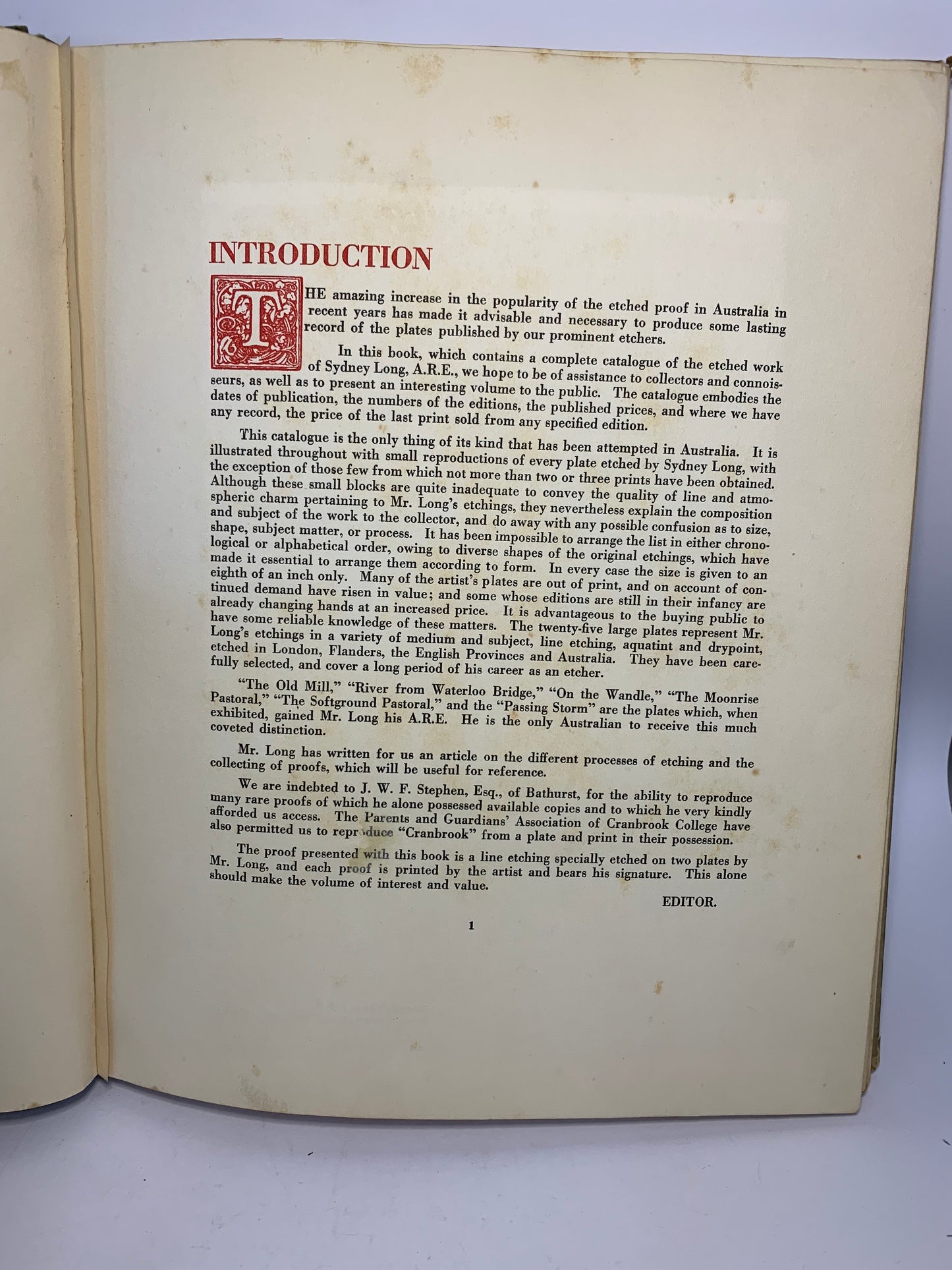 RARE 1928 “The Etched Work of Sydney Long, A.R.E.” - Limited Edition #124/300 - Signed