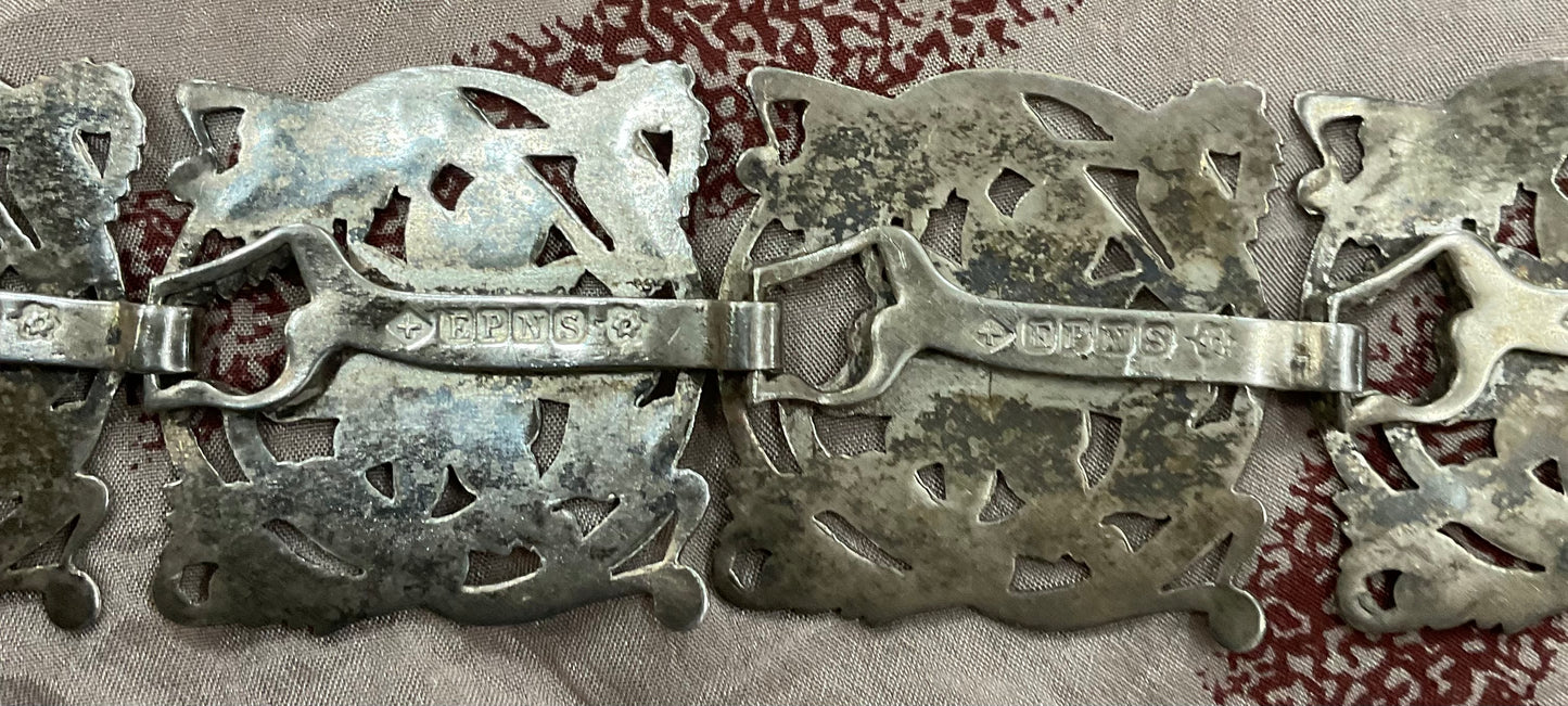 Vintage EPNS silver plated floral panel belt