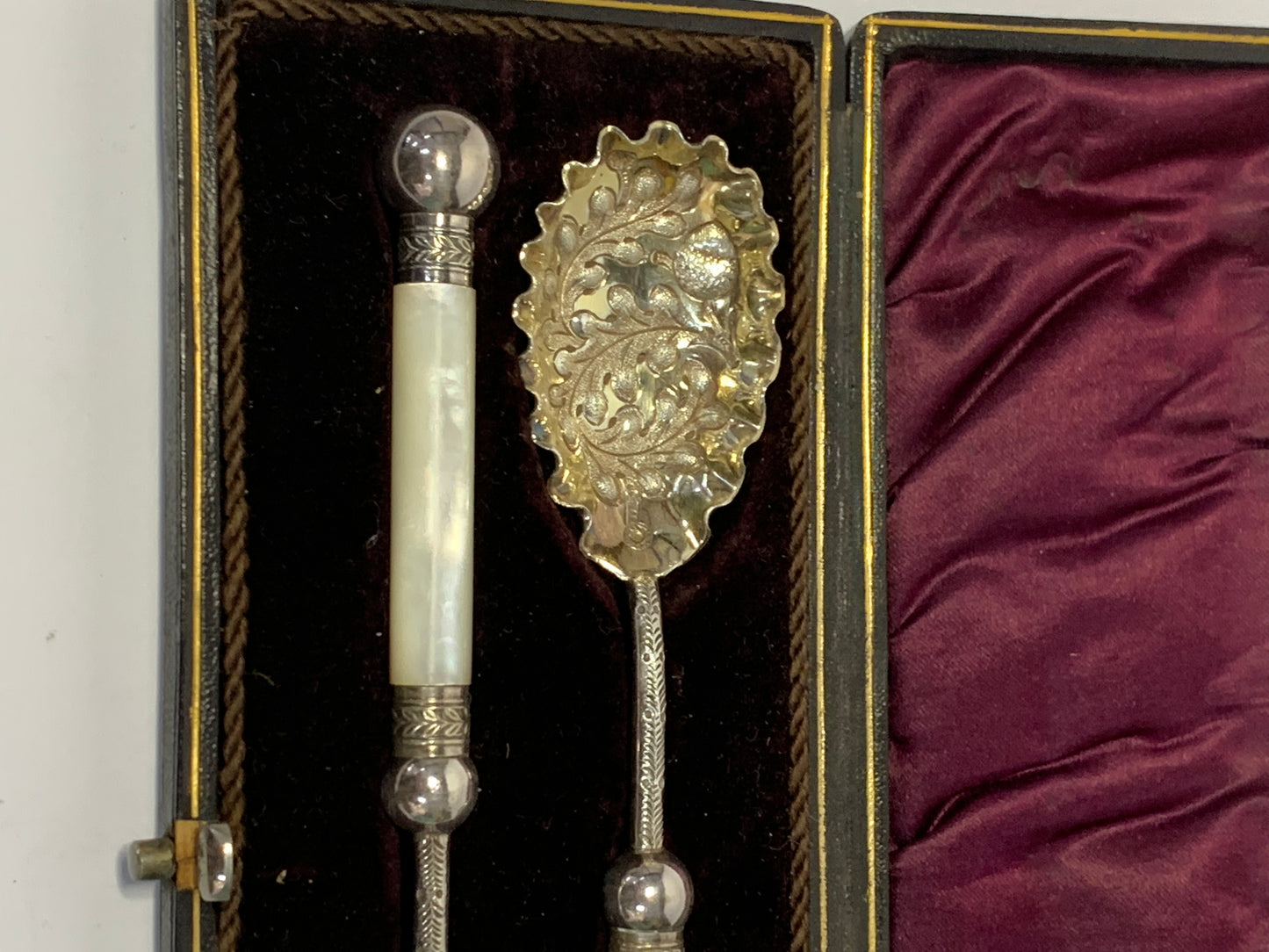 Victorian Silver-Plated Berry Spoons Set in Original Fitted Case
