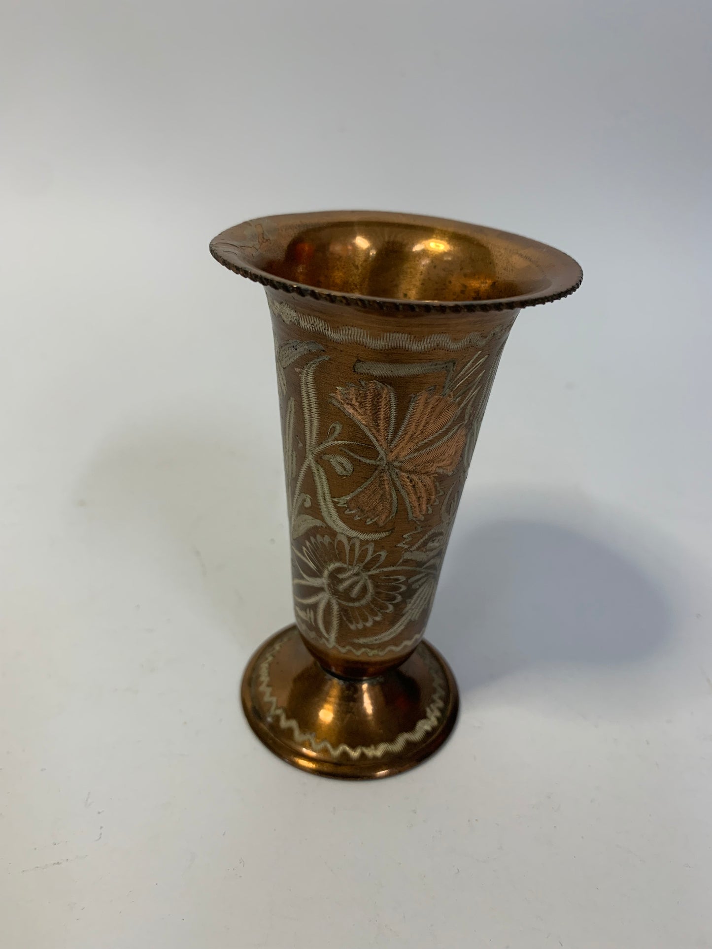Vintage Turkish Hand-Engraved Copper Vase by Erzincanlilar