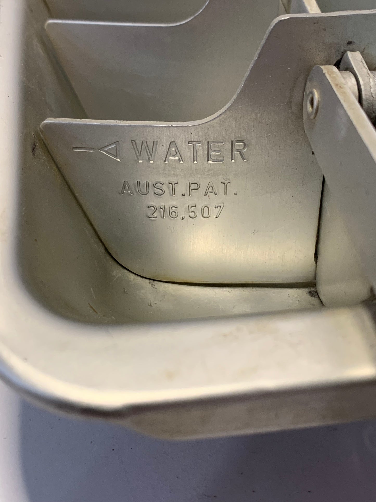 Vintage Aluminum Ice Cube Tray with Lever Release - Australian Patent 216,507