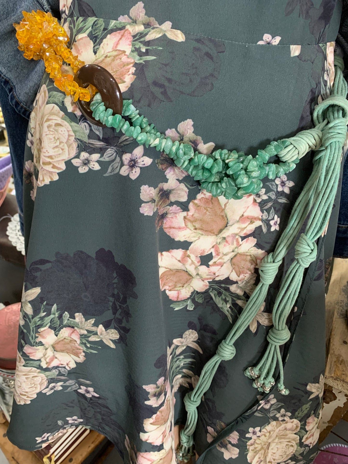 Vintage 1970s Bohemian style beaded belt