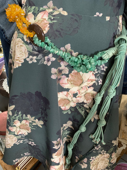 Vintage 1970s Bohemian style beaded belt