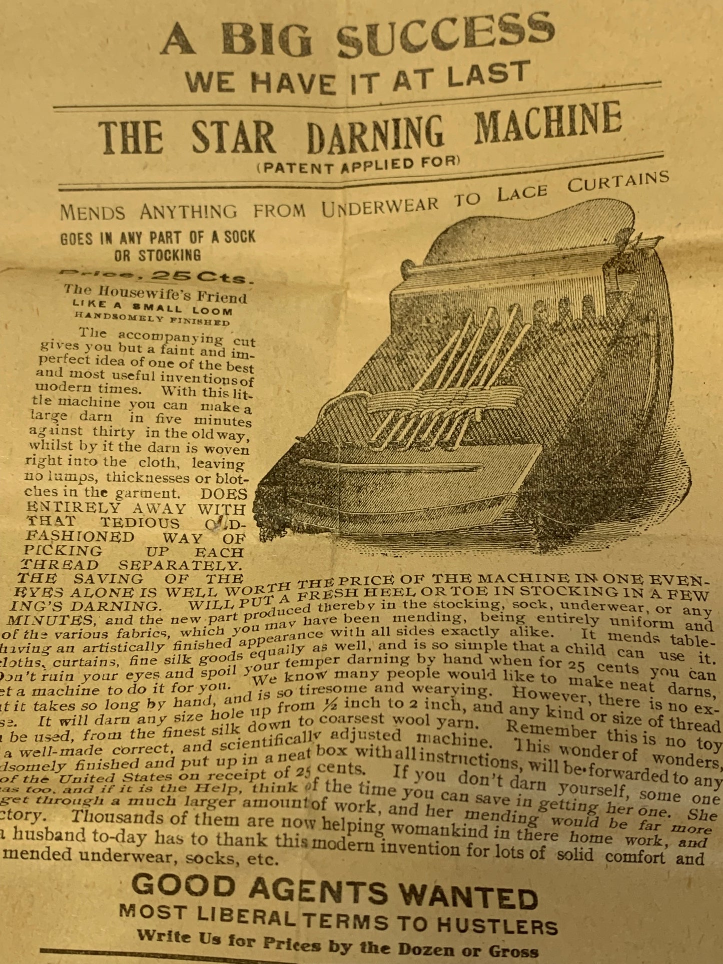 Antique Star Darning Machine set with original packaging and documentation