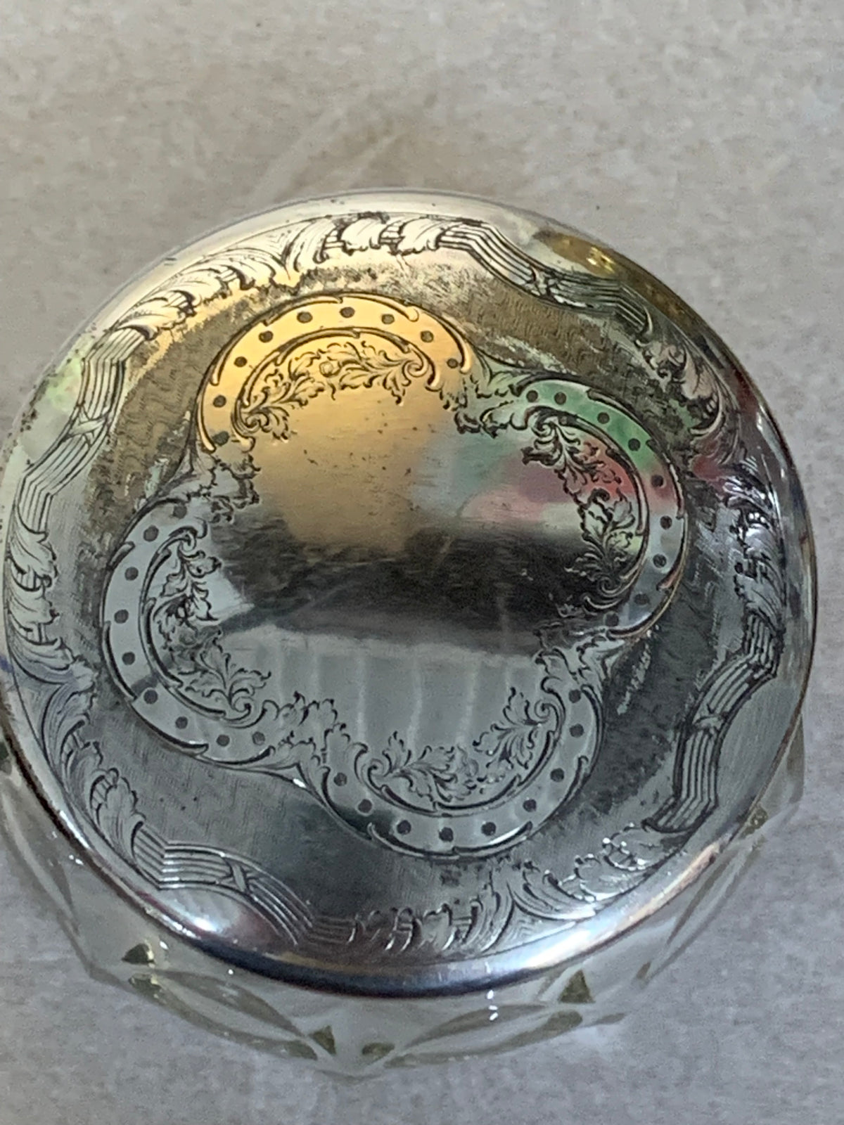 Antique Van Bergh Silver Plate & Cut Glass Dresser/Vanity Jar, Rochester NY, c. 1900s