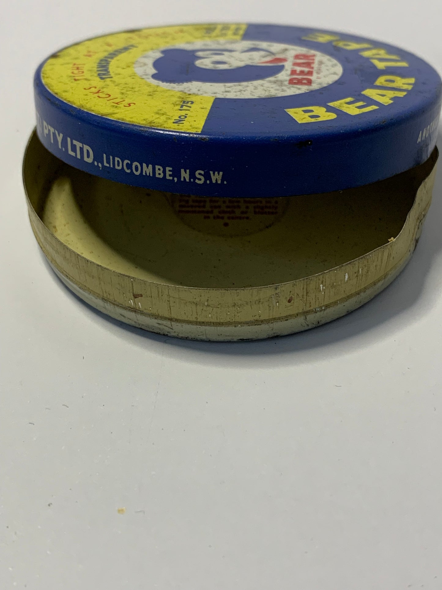Vintage Australian “Bear Tape” tin by Behr-Manning (Aust.) Pty Ltd., Lidcombe, N.S.W.