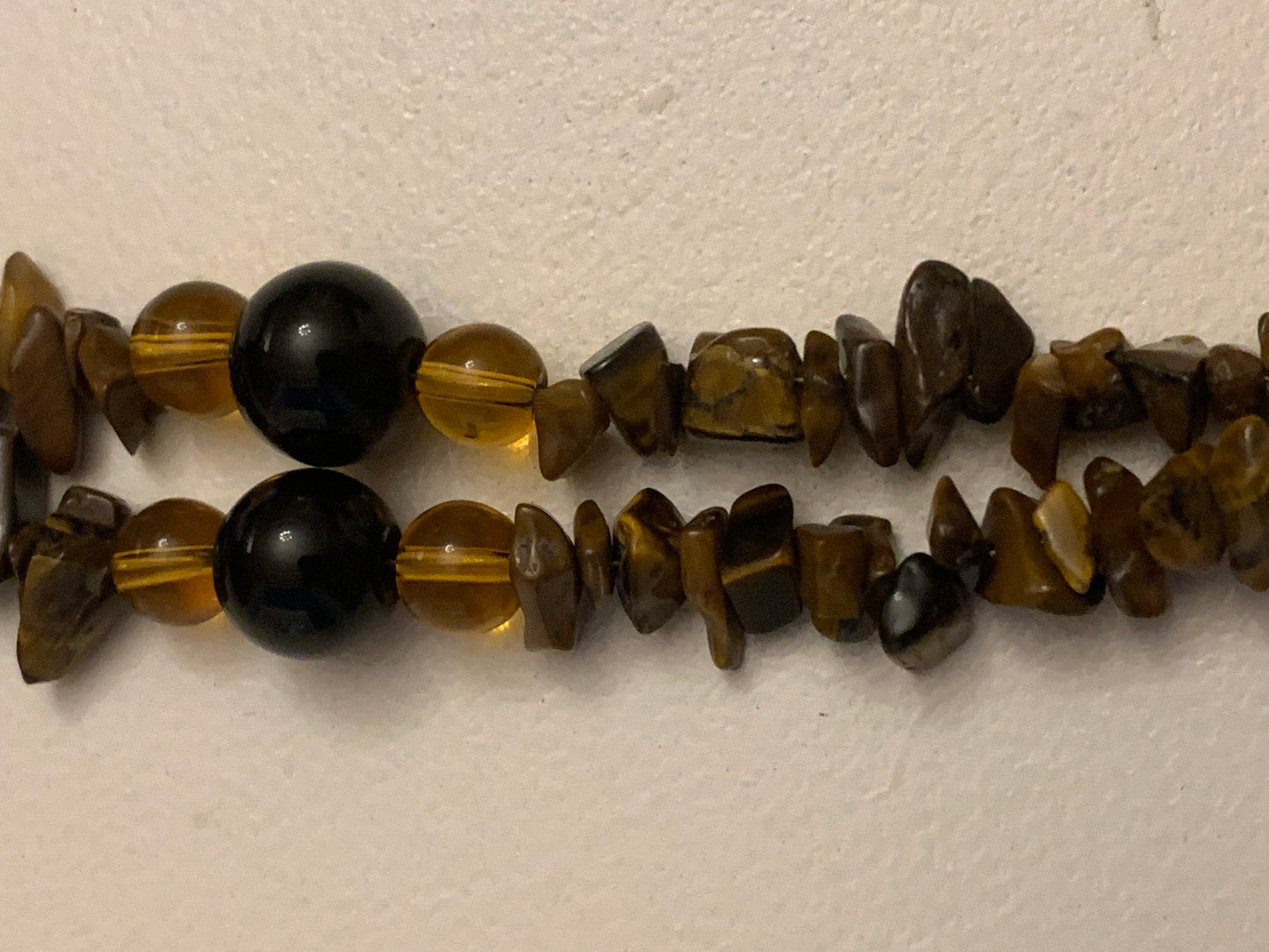 Long Tiger’s Eye and Amber Multi Stone Necklace