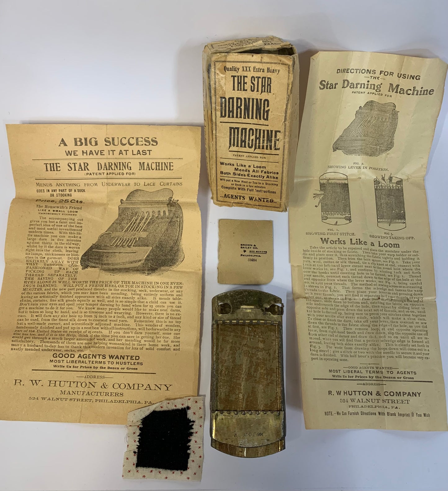 Antique Star Darning Machine set with original packaging and documentation