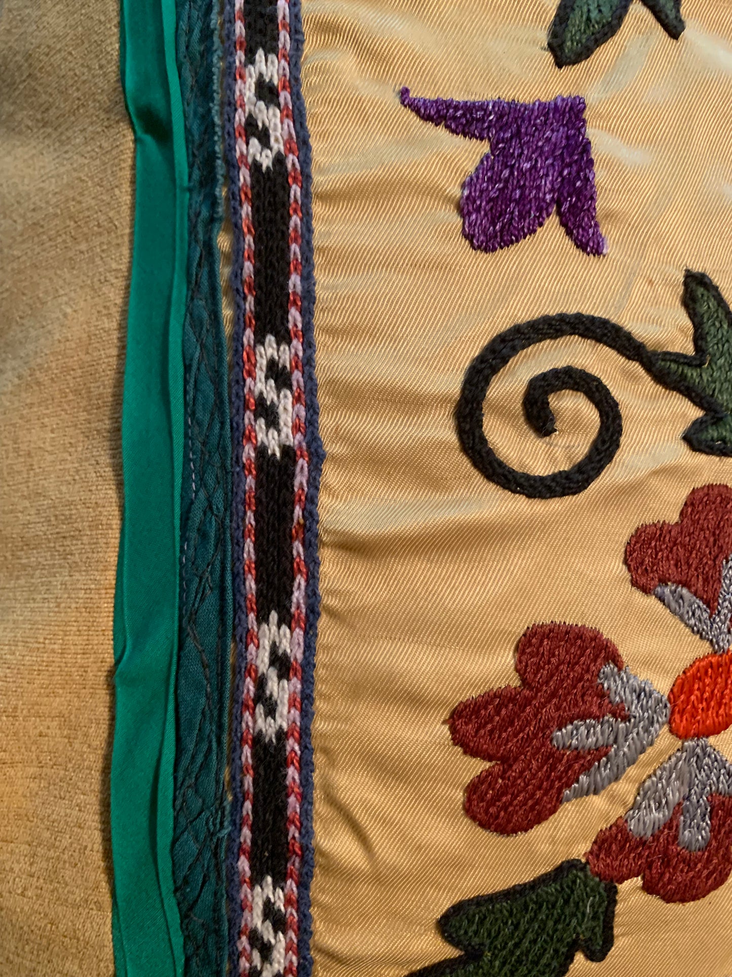 Vintage Suzani Textile featuring hand embroidery