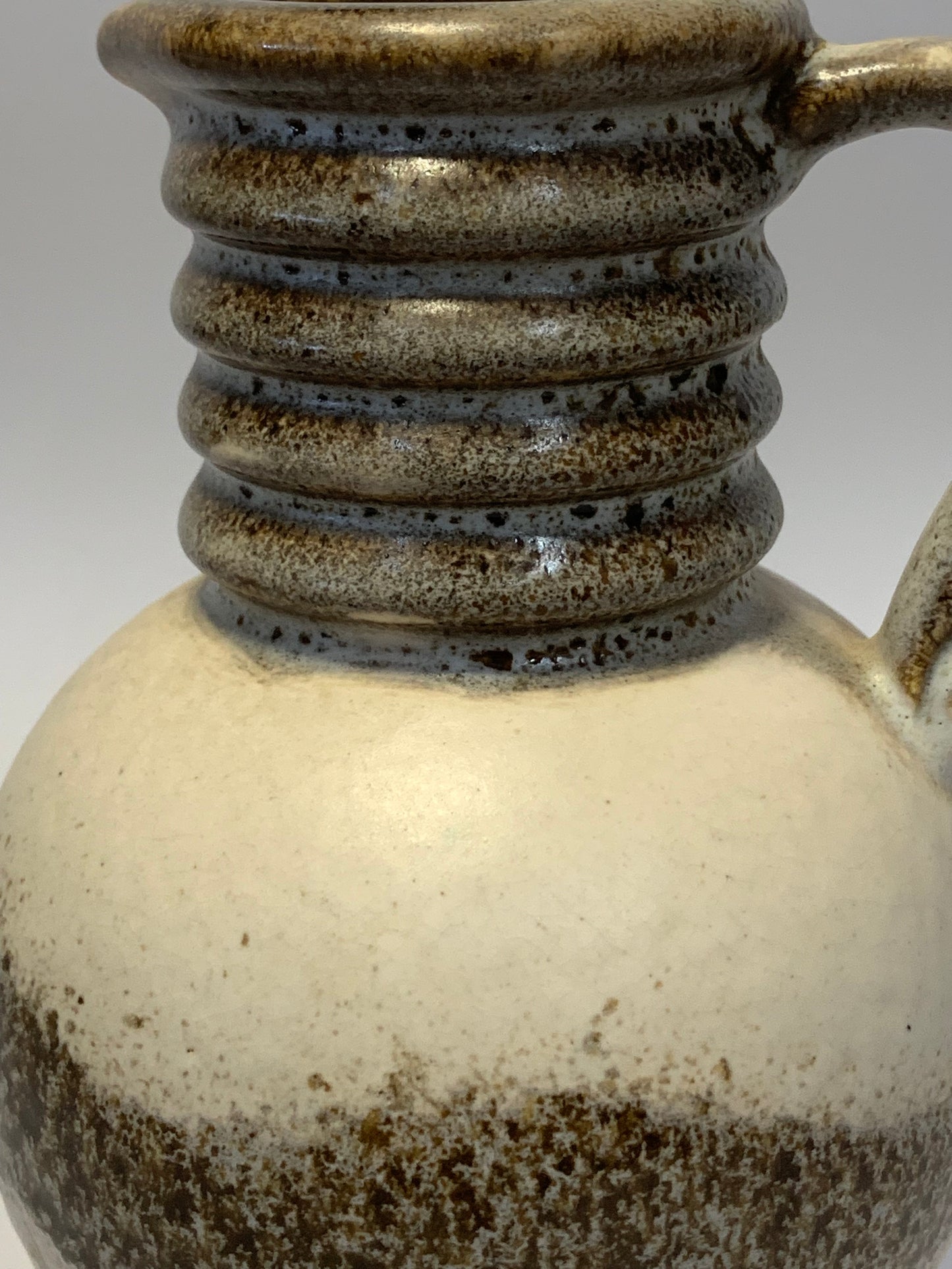 Vintage West German pottery vase/pitcher with distinctive ribbed neck design