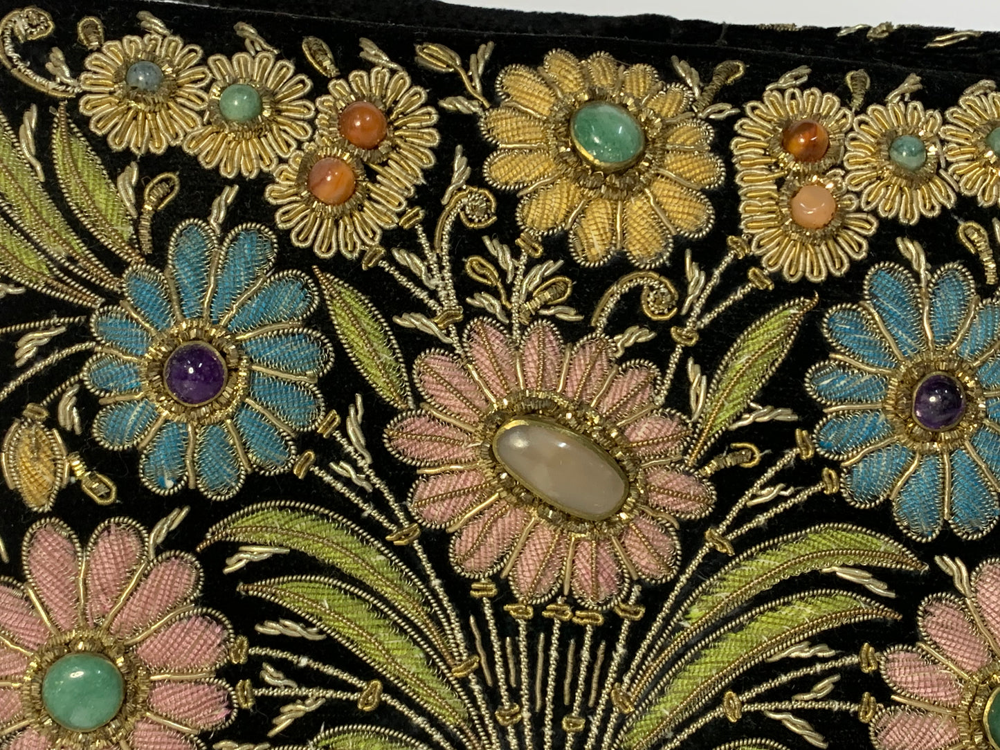 Vintage Black Velvet with gemstones Clutch Bag