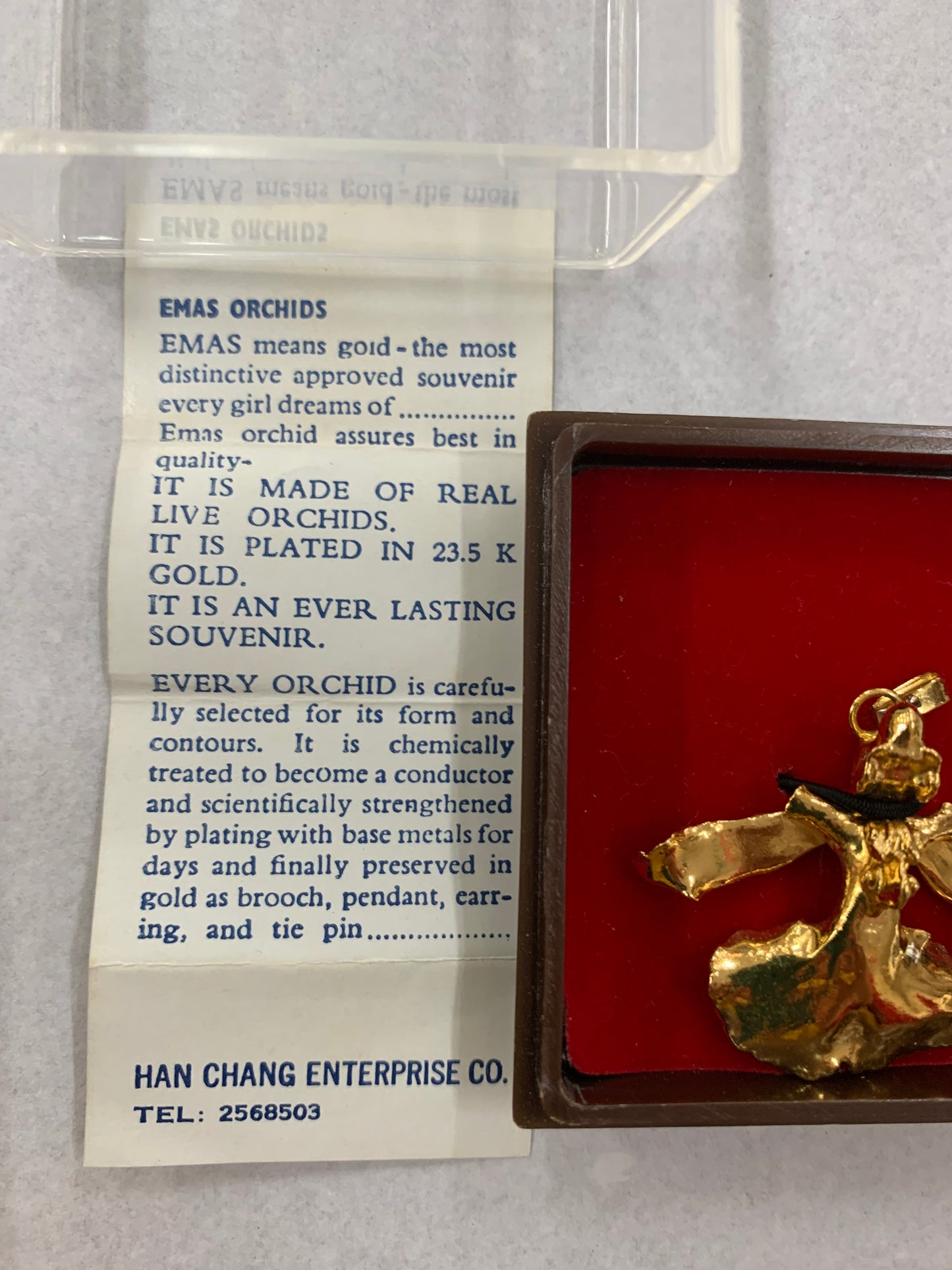 Gold Plated Real Orchid Pendant