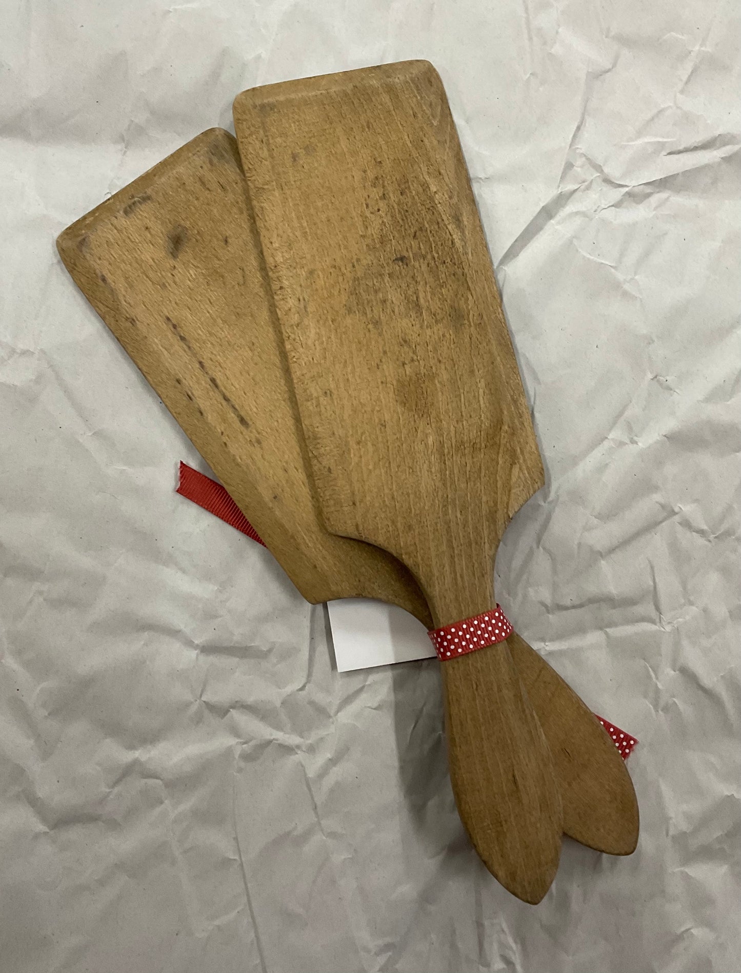 Pair of vintage wooden butter pats (butter paddles).