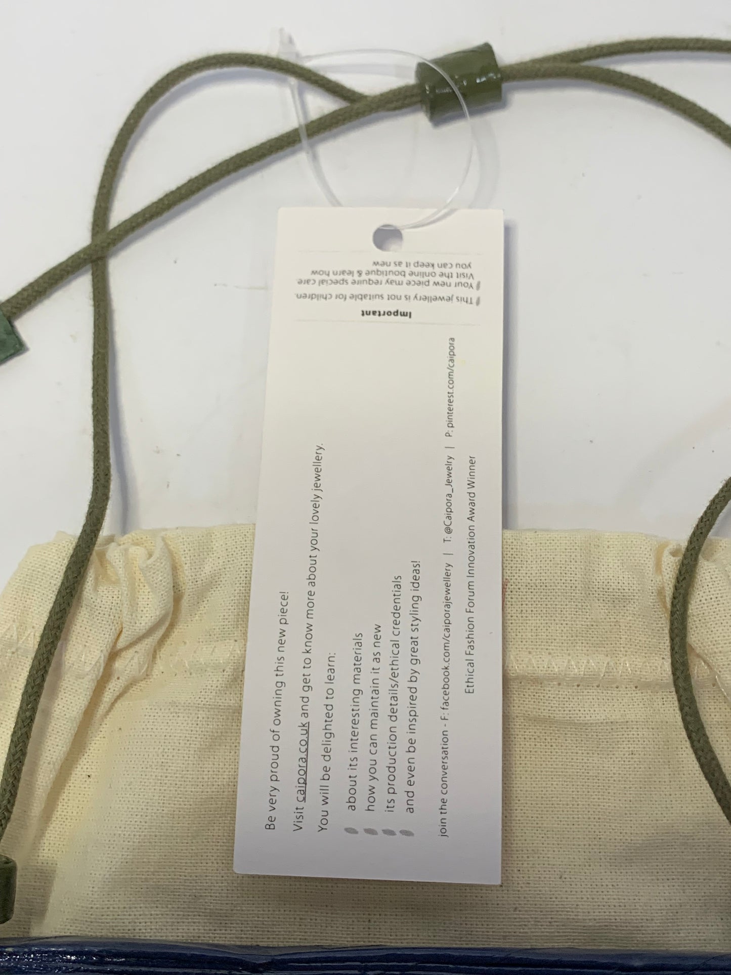 Caipora ethical upcycled necklace - BNWT and original bag