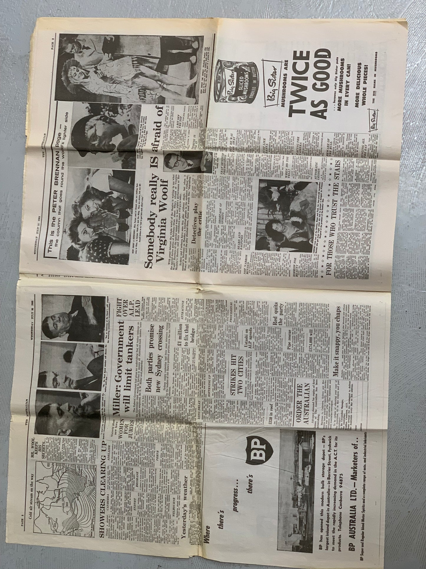 The Australian — Number One, Wednesday July 15, 1964. This is the very first edition of The Australian, founded by Rupert Murdoch as Australia’s first national daily newspaper (only the third national newspaper in the country’s history).