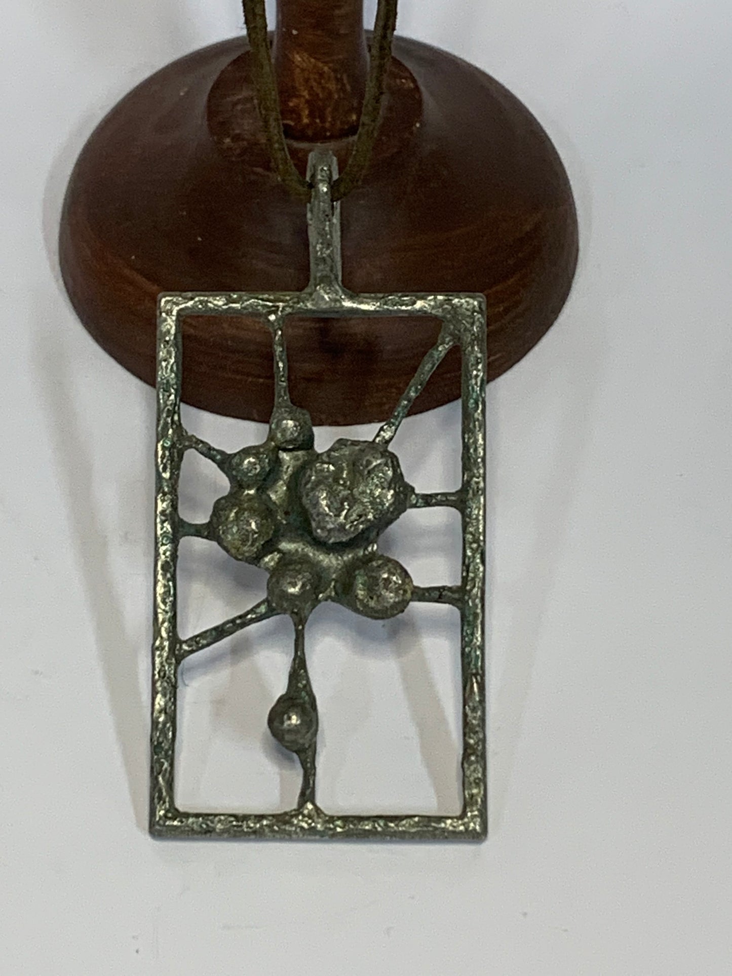 Vintage brutalist-style pewter pendant necklace by Poul Warmind, Denmark