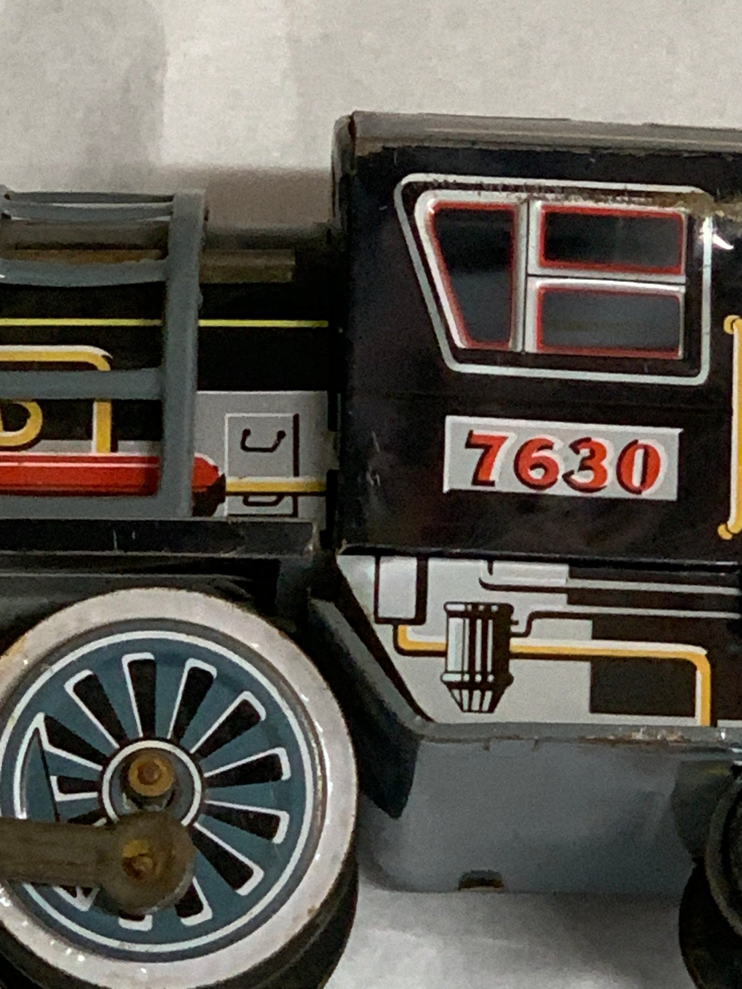 Vintage 1950s/60s tinplate friction-drive “Tiger Train” locomotive #7630, made in Japan