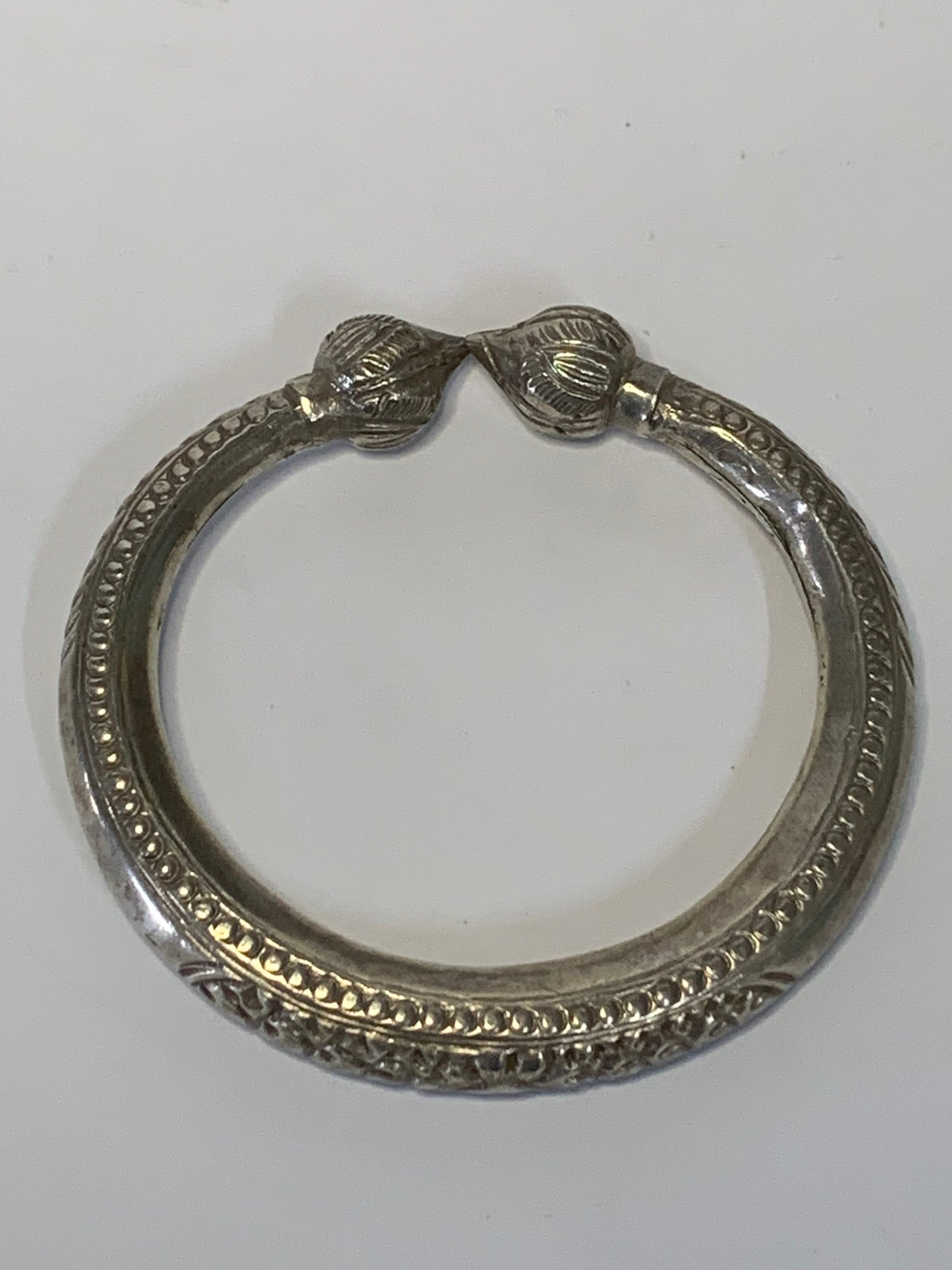 Embossed Tribal Silver Bangle