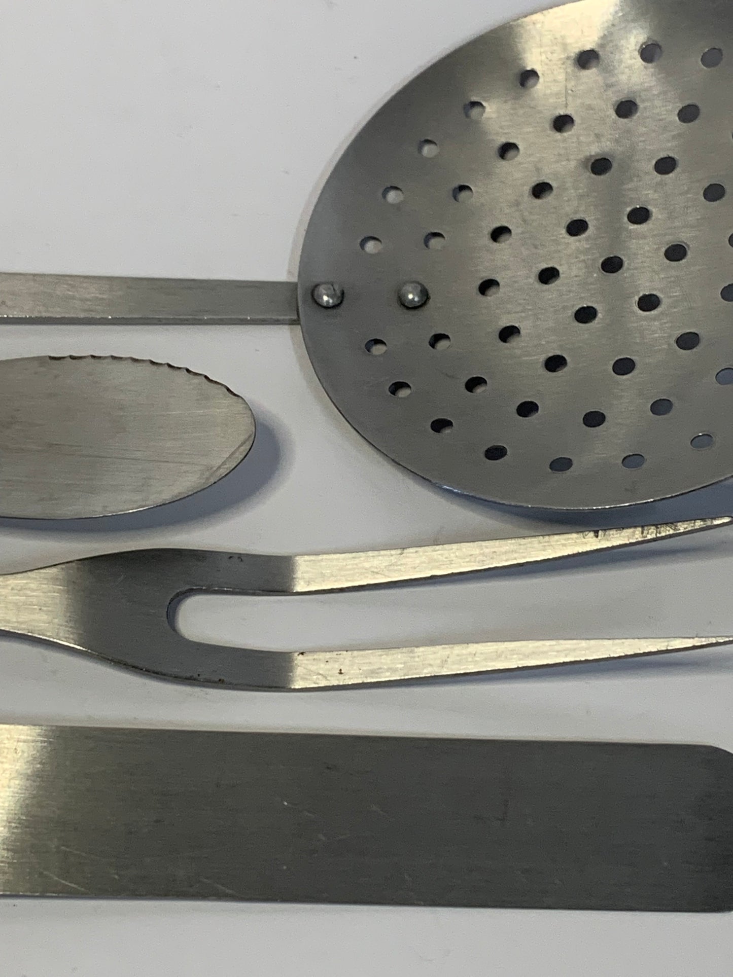 Vintage Kitchen Utensil Set with bright orange handles