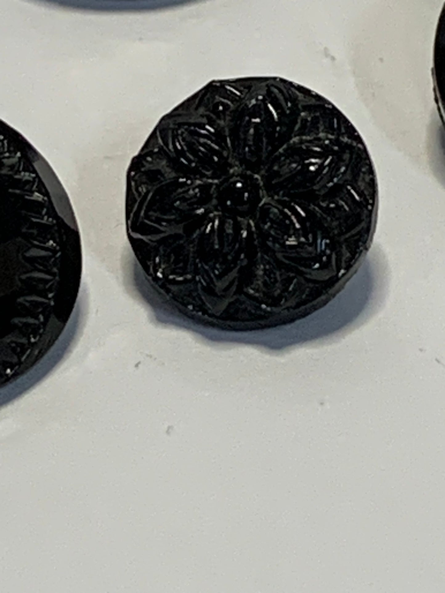 Collection of 19 Early 20th century Jet Black Glass Buttons