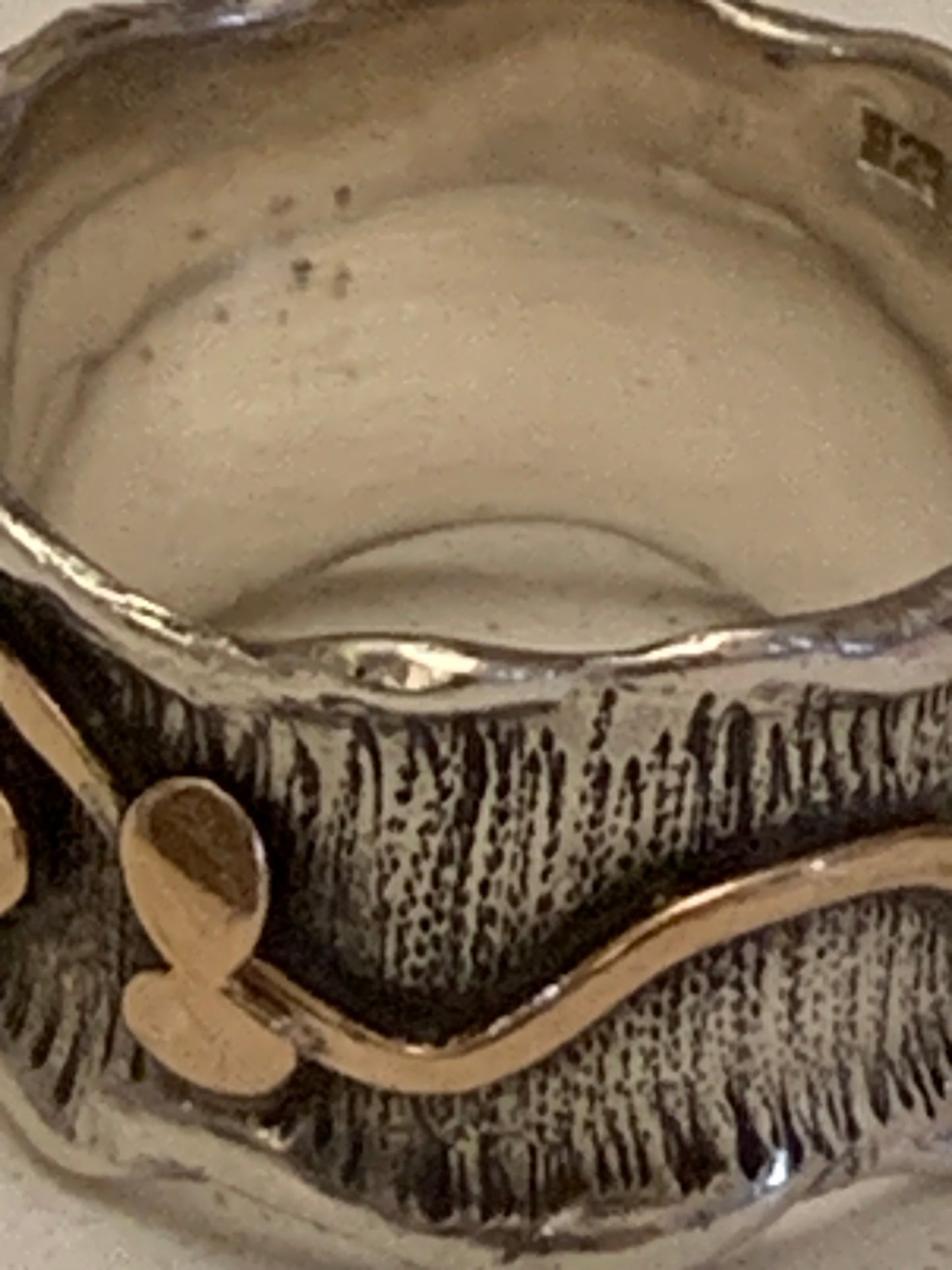 Sterling Silver & Gold Floral Band Ring with Garnet