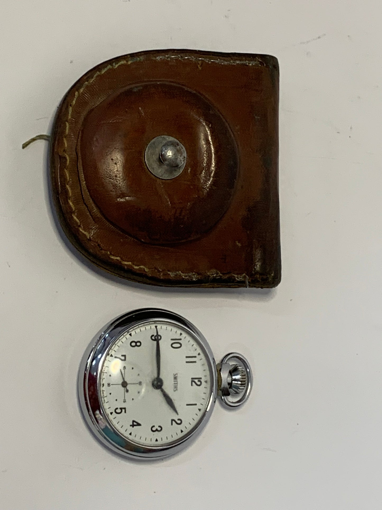 Vintage British Smiths Pocket Watch in original leather case