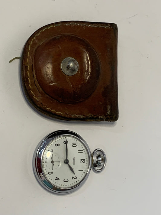 Vintage British Smiths Pocket Watch in original leather case