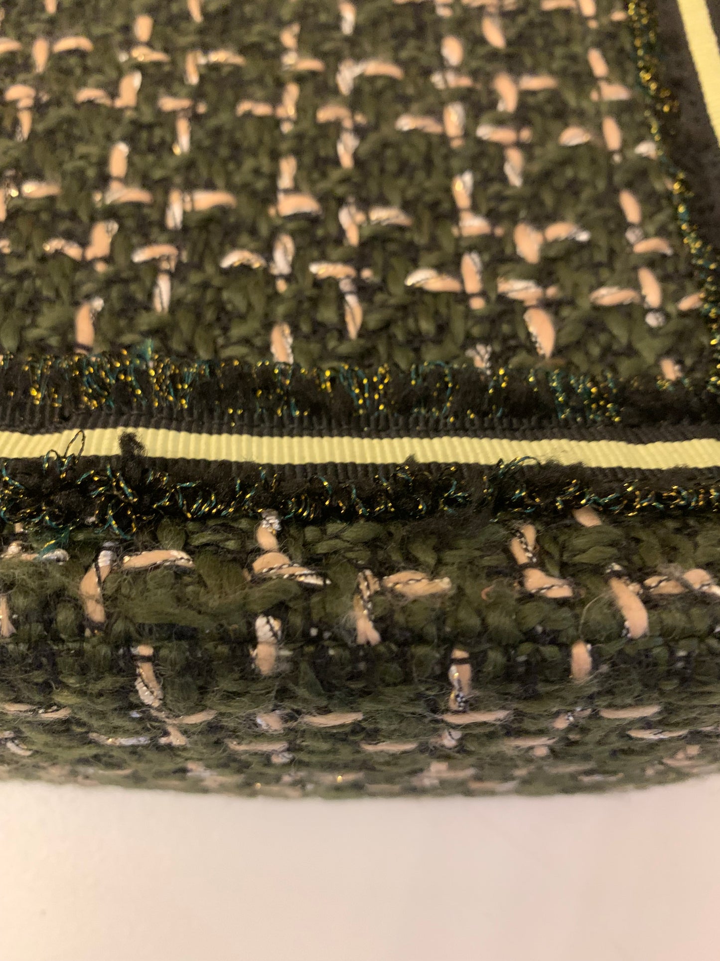 Beck Söndergaard Boucle Tweed Crossbody Bag - Green & Pink with Gold Chain