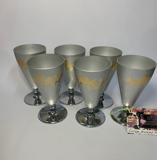 Vintage Anodised Aluminium Fiesta ware Flutes set of 6