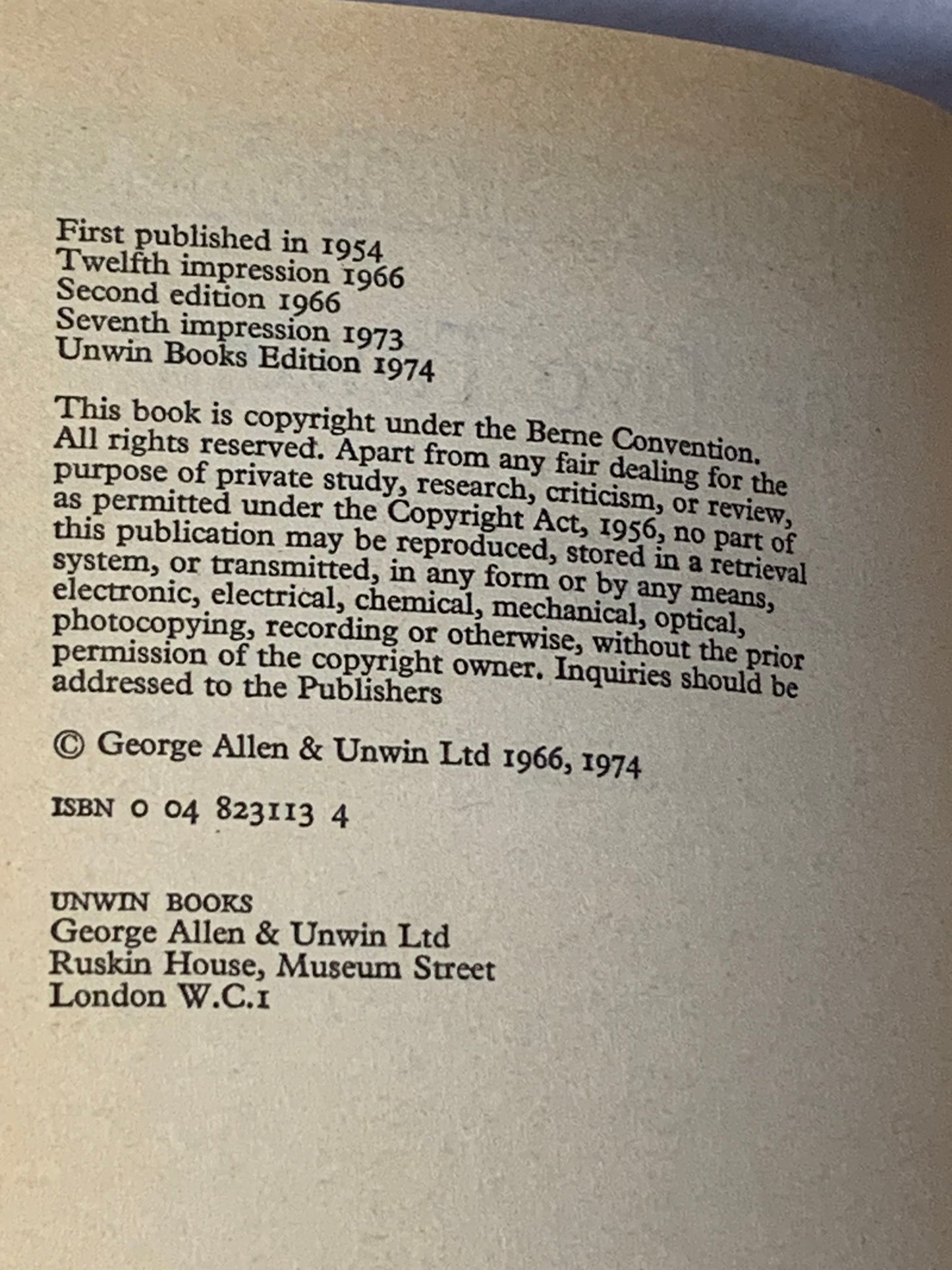 Vintage paperback edition of “The Two Towers” by J.R.R. Tolkien, published by Unwin Books (George Allen & Unwin Ltd), Unwin Books Edition 1974