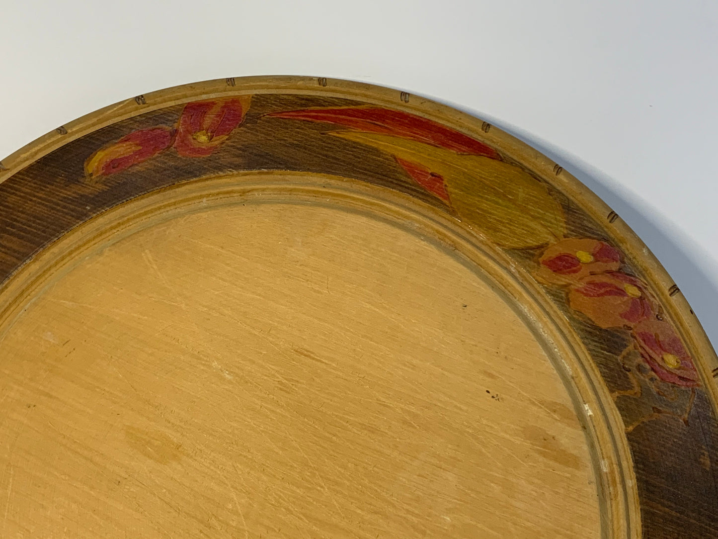 Vintage Pokerwork Handcrafted Wooden Bread/Cheese Board