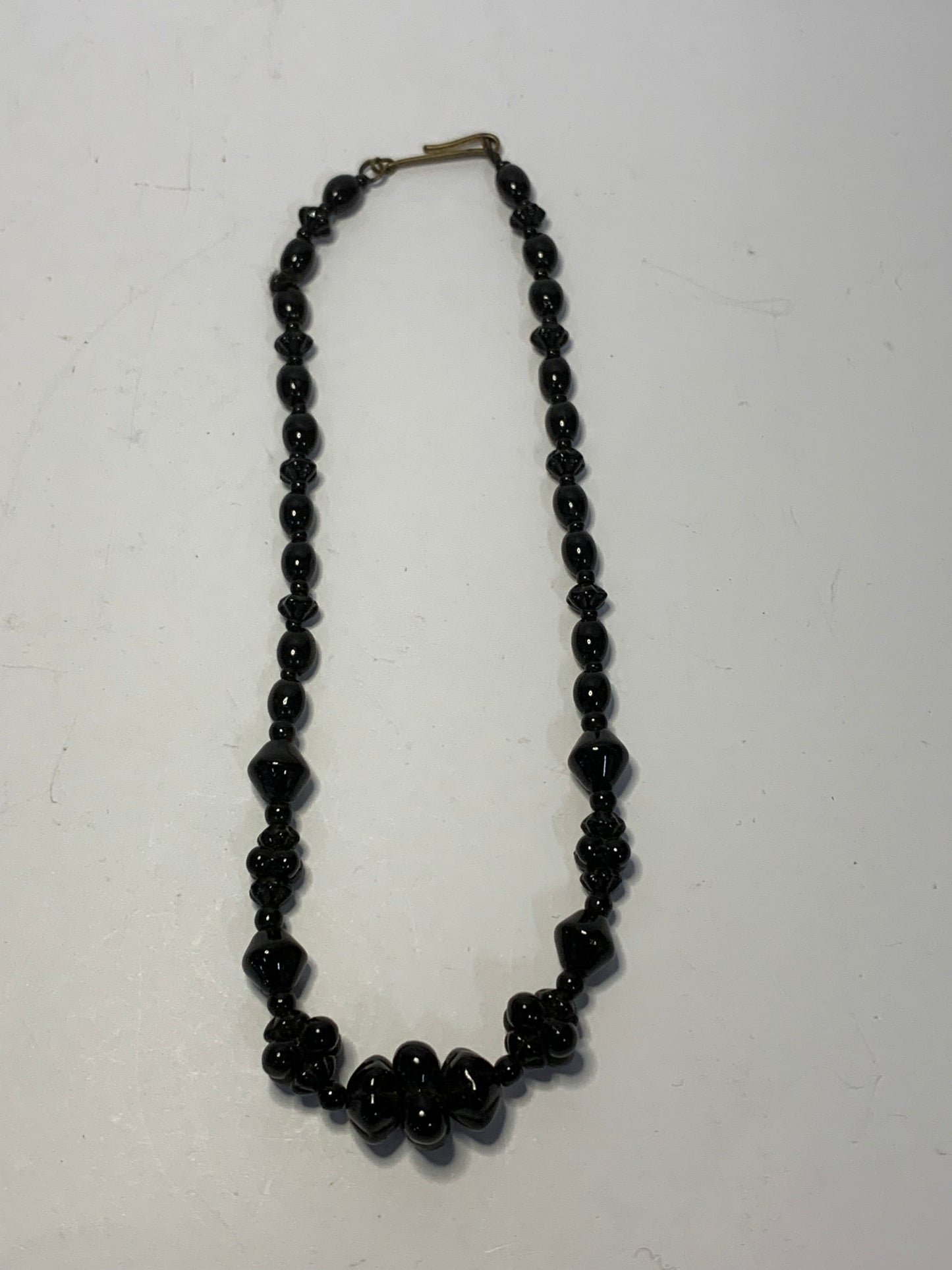 Vintage West German black jet glass necklace
