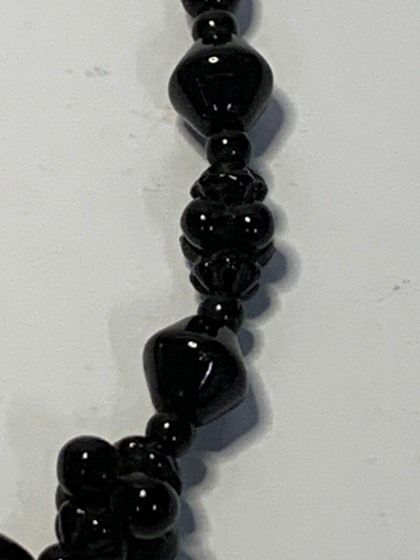 Vintage West German black jet glass necklace