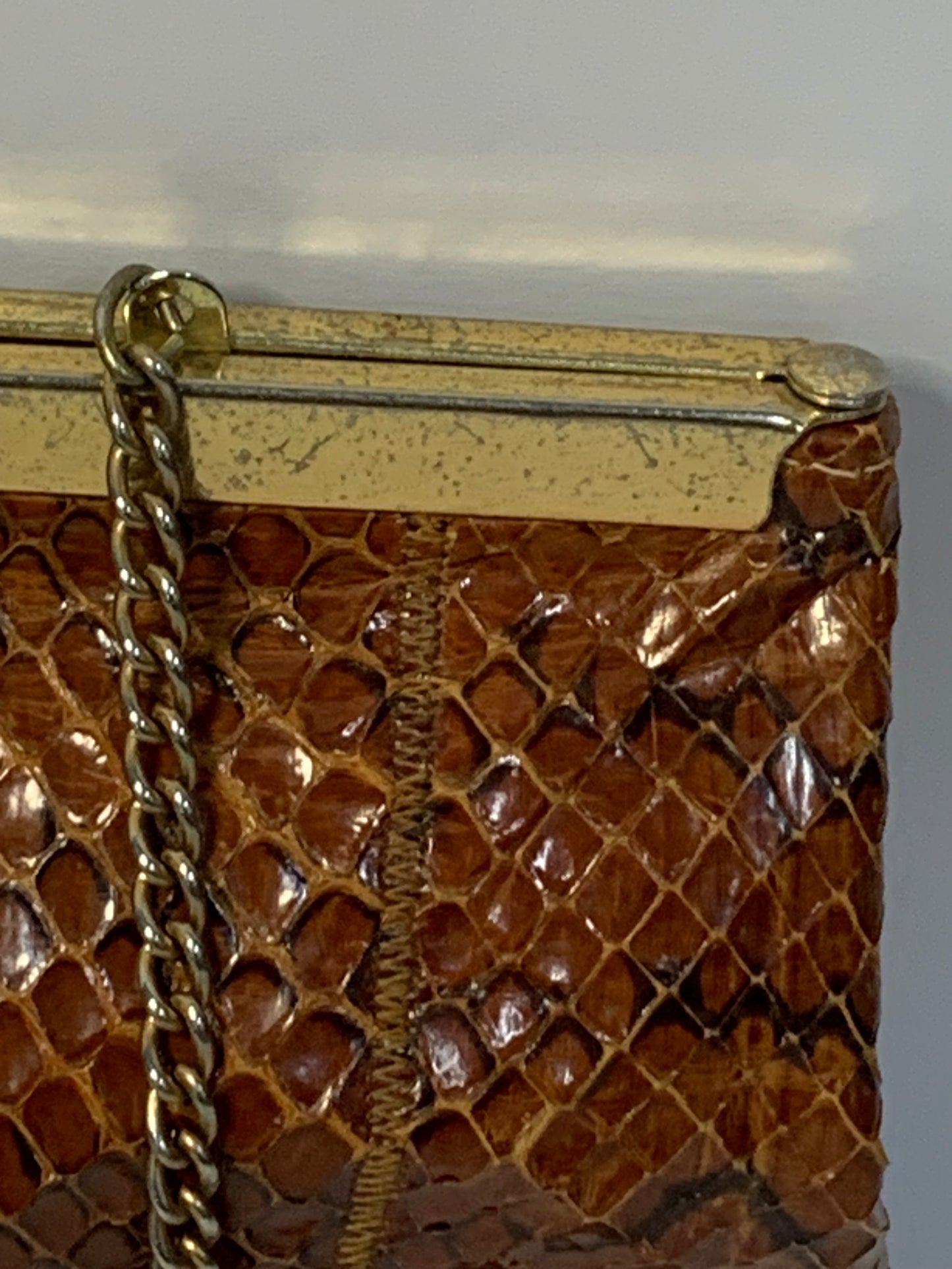 Vintage Snakeskin Clutch/ Evening bag/ Shoulder bag by Faigen - made in Australia- Genuine Leather