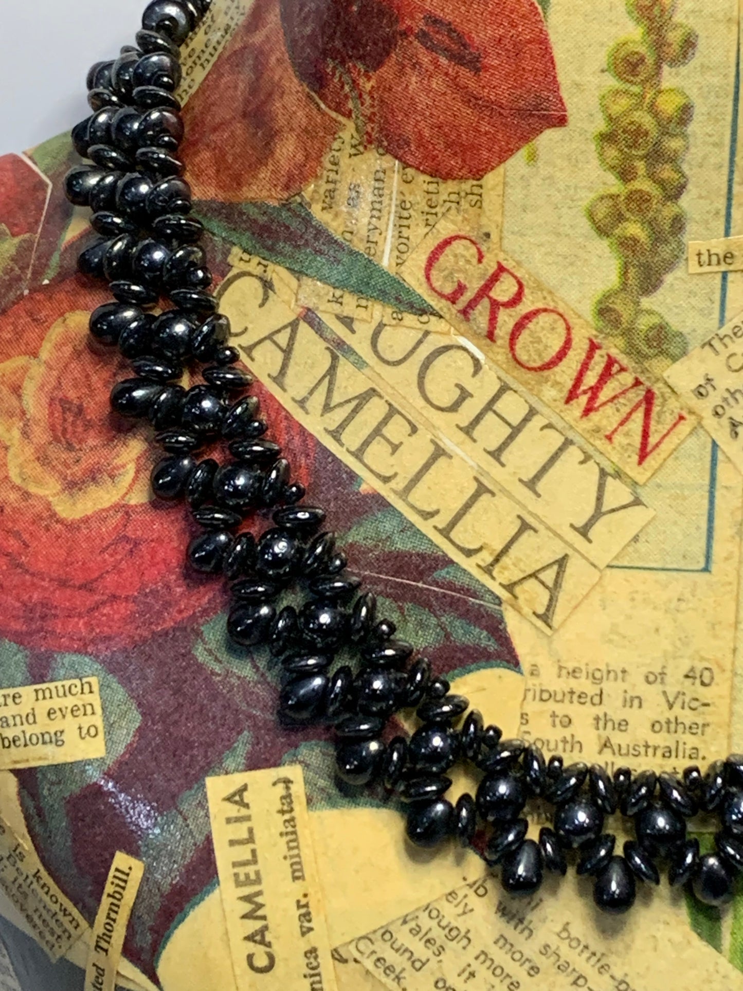 Vintage black beaded necklace