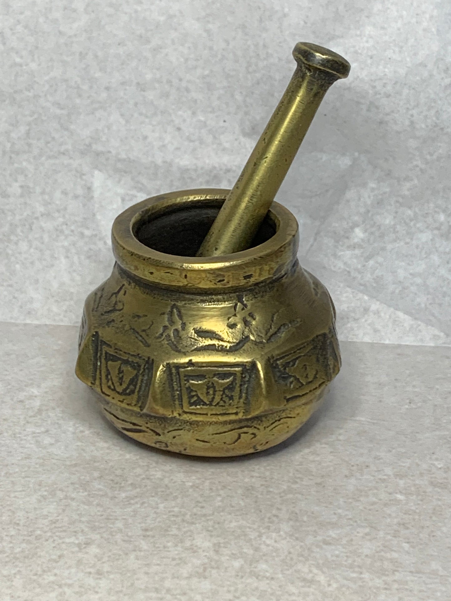 Antique Small Brass Pharmacy/Apothecary Mortar and Pestle
