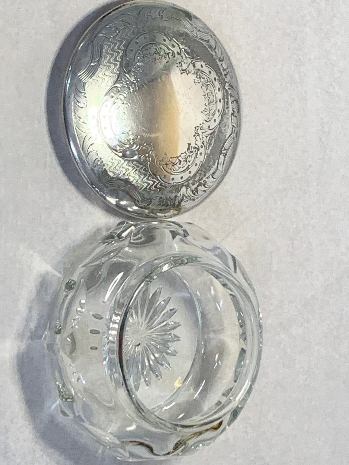 Antique Van Bergh Silver Plate & Cut Glass Dresser/Vanity Jar, Rochester NY, c. 1900s