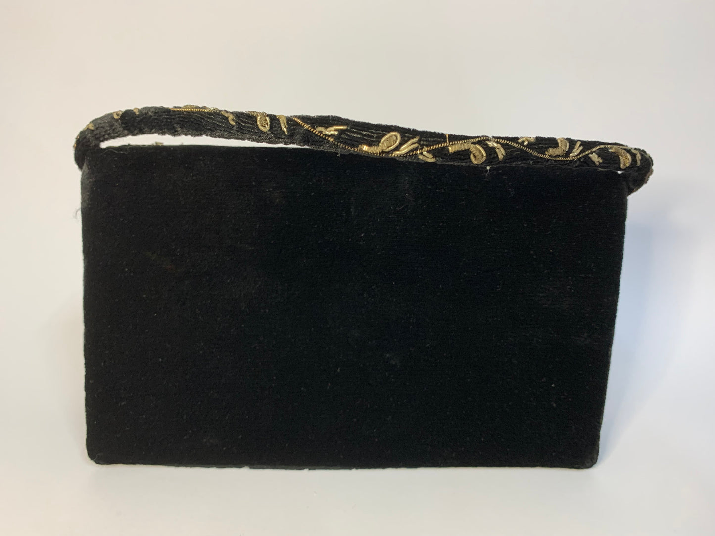 Vintage Black Velvet with gemstones Clutch Bag