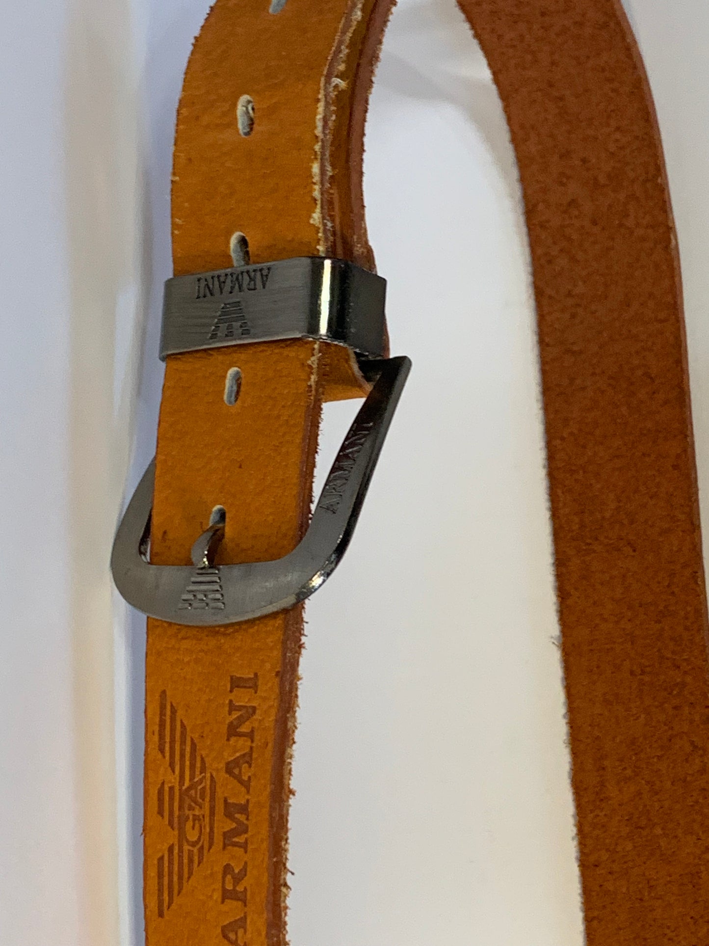 Vintage Italian Armani Tan Brown Leather Belt