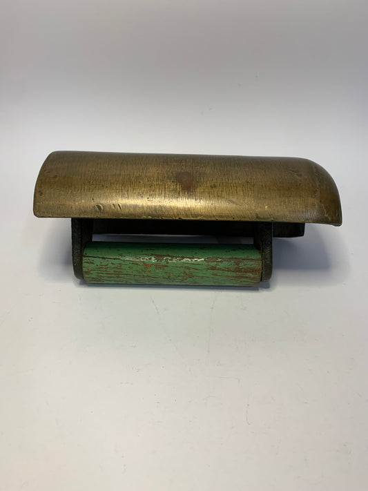 Vintage Brass Desk Blotter with Green Painted Wooden Handle
Antique Office Equipment