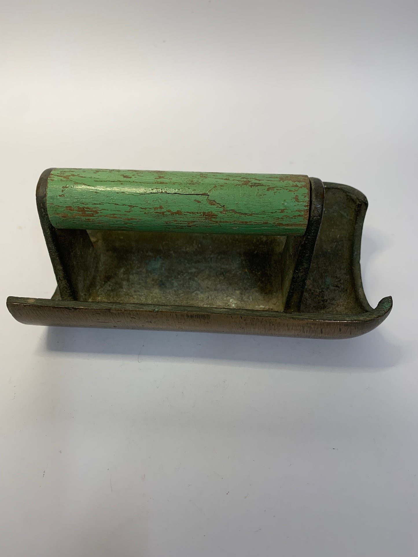 Vintage Brass Desk Blotter with Green Painted Wooden Handle
Antique Office Equipment