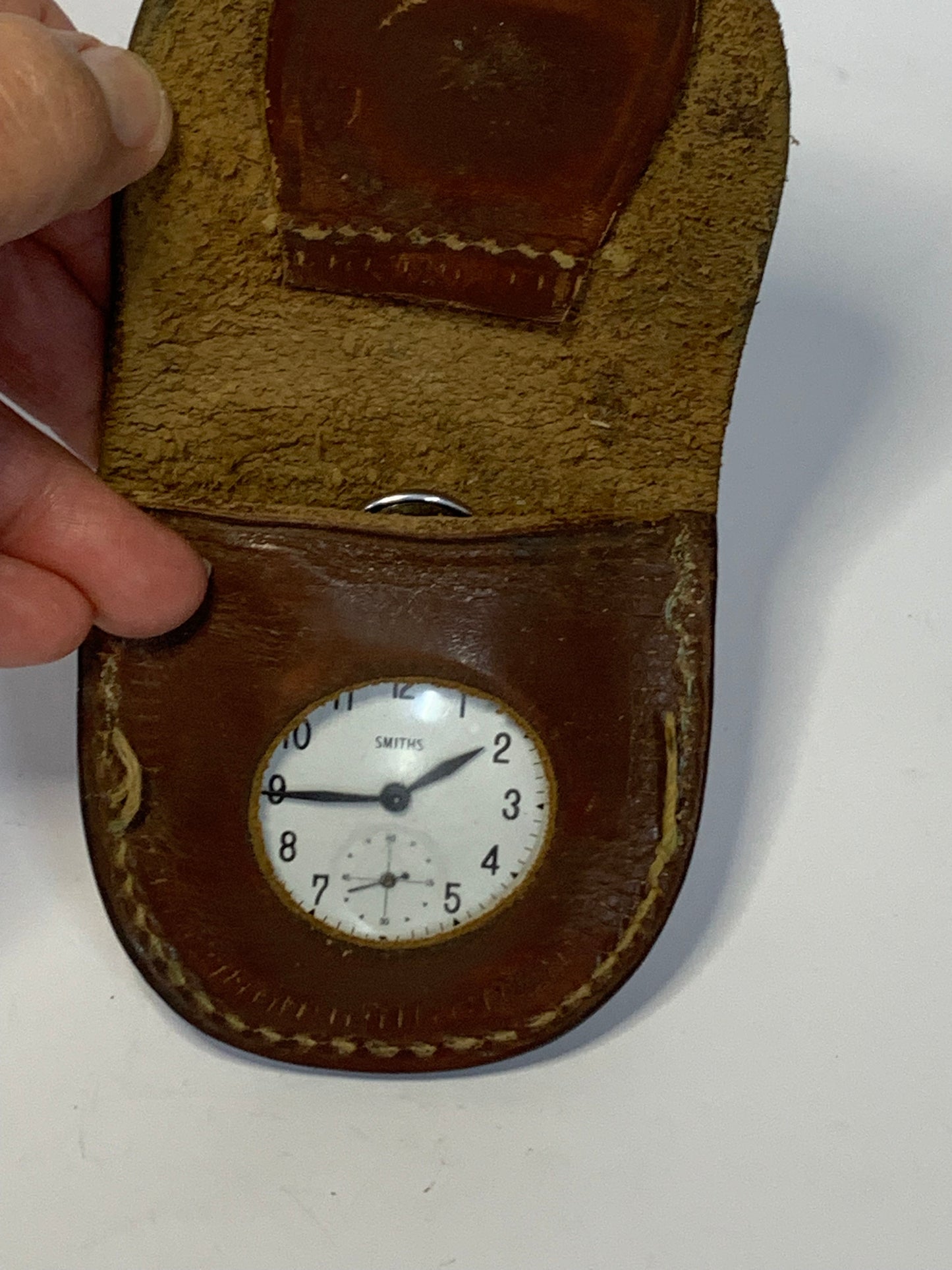 Vintage British Smiths Pocket Watch in original leather case