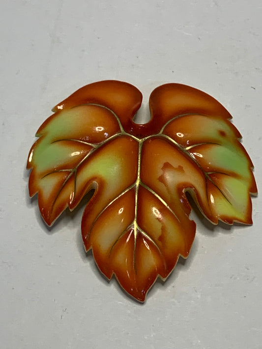 Vintage maple leaf brooch marked “TK” on reverse, likely Canadian-made or Canadian-themed jewelry