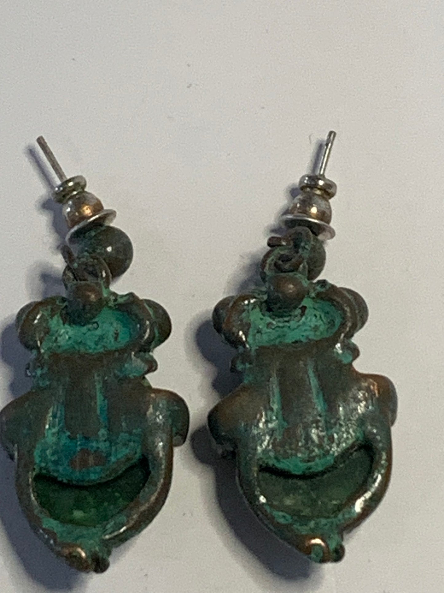 Vintage Mexican green onyx frog stud earrings