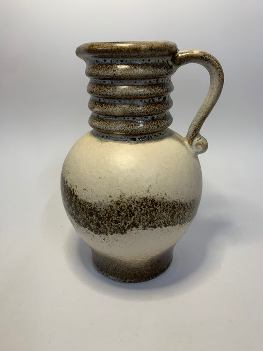 Vintage West German pottery vase/pitcher with distinctive ribbed neck design